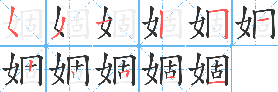 婟的筆順?lè)植窖菔?>
					
                    <hr />
                    <h2>婟的基本信息</h2>
                    <div   id=