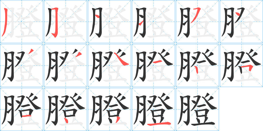 膯的筆順?lè)植窖菔?>
					
                    <hr />
                    <h2>膯的基本信息</h2>
                    <div   id=